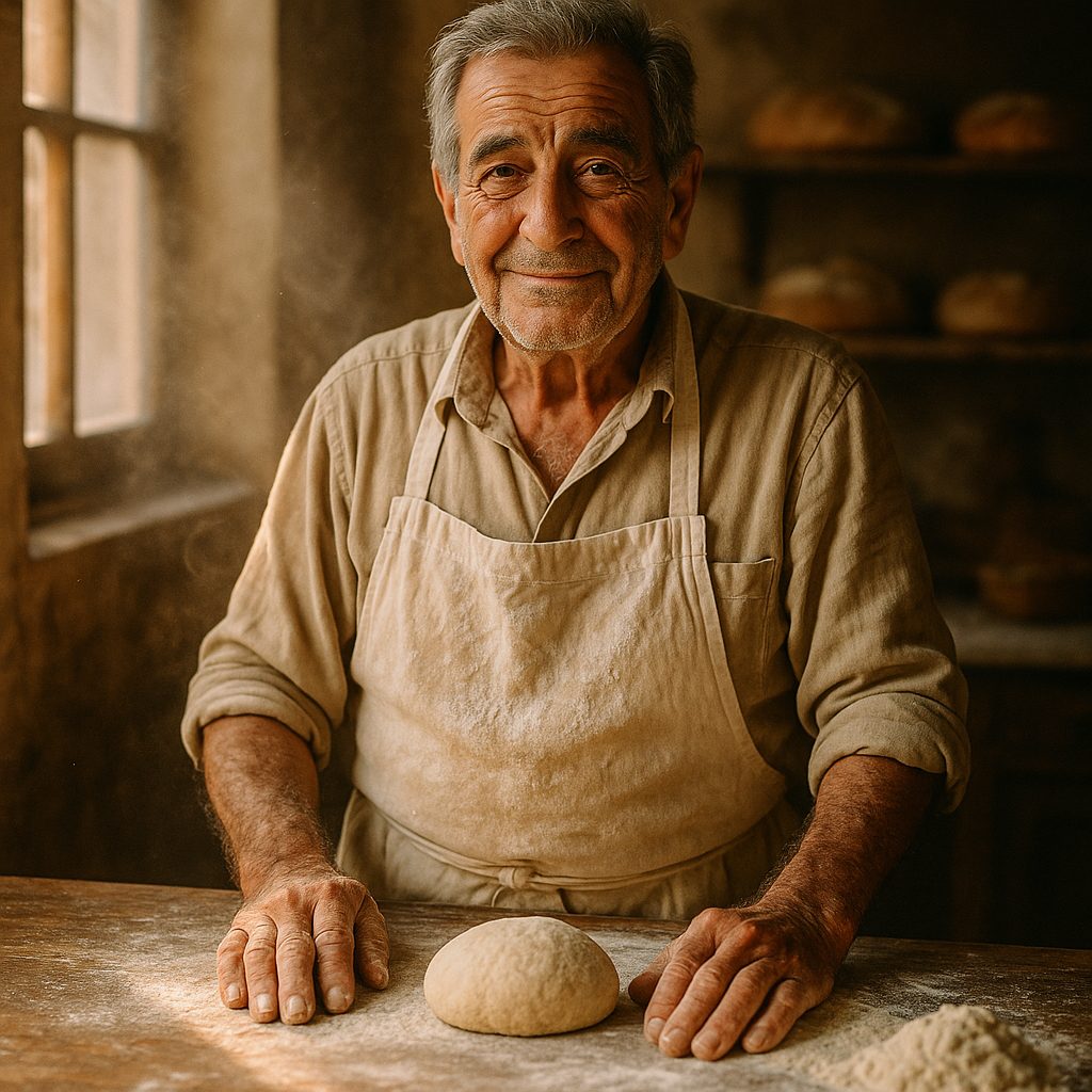 Mario DeFrancesca, founder, at his floured bench